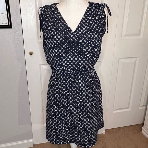 Banana Republic Navy Blue Circle Patterned Sleeveless Dress Size XS - Picture 1 of 3